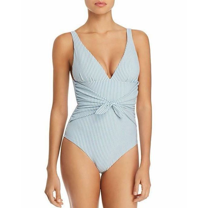 Shoshanna Pinstripe Tie Waist One Piece Swimsuit Us 6 $215